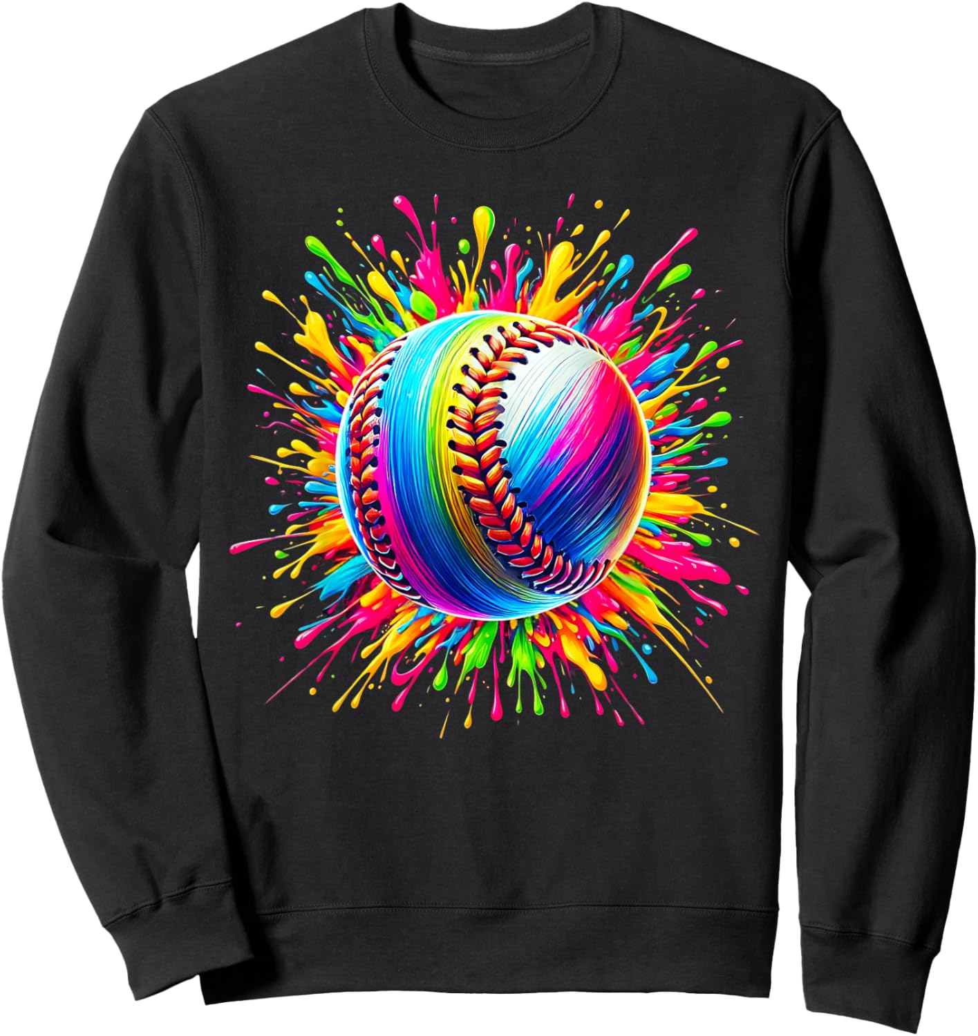 Colorful Softball Tie Dye Color Splash Softball Player Coach Sweatshirt - Sweatshirt | Black