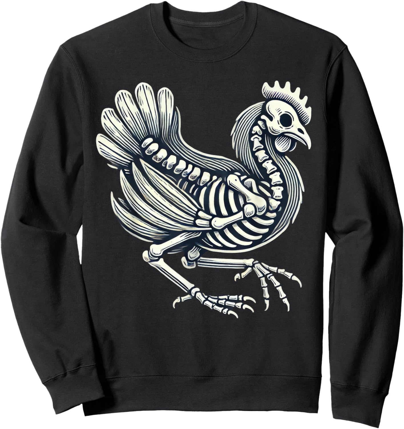 Chicken Skeleton Halloween Sweatshirt - Sweatshirt | Black