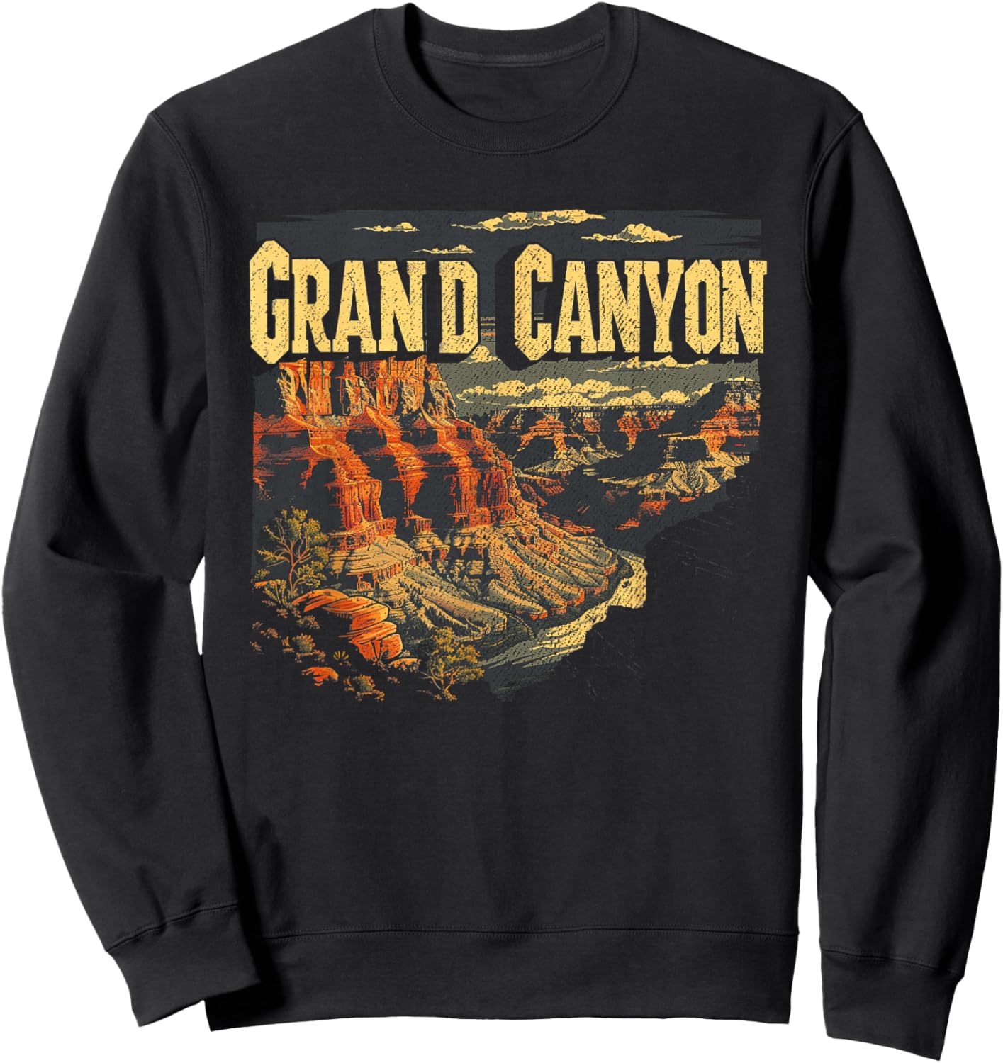Grand Canyon - US National Park Vintage Men Women Kids Retro Sweatshirt - Sweatshirt | Black