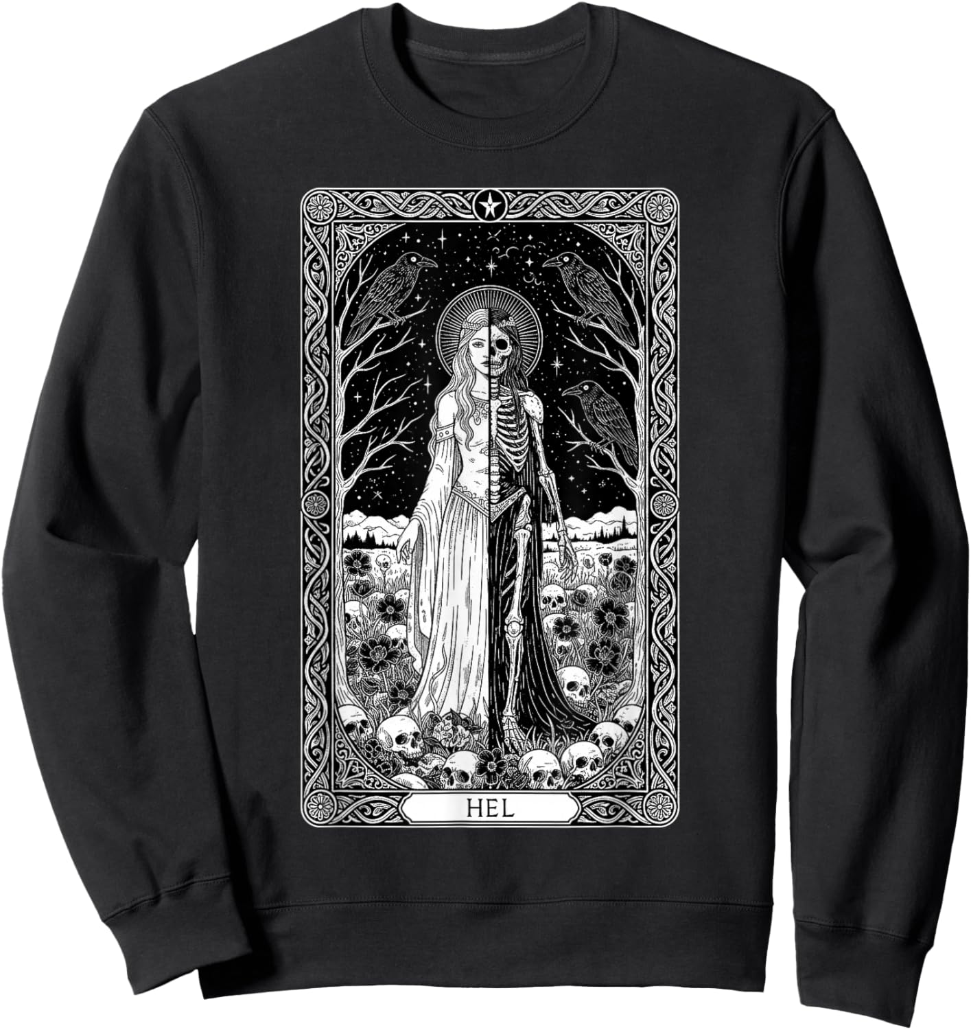 Norse Goddess Hel Viking Goddess Celtic Tarot Card Sweatshirt - Sweatshirt | Black