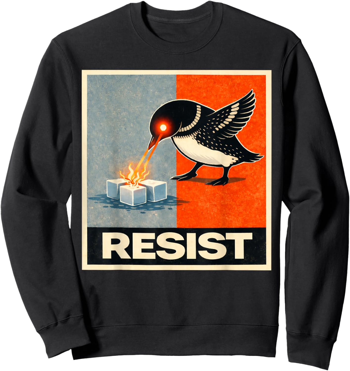 Resist Graphic Bird Against ice Vintage Style Sweatshirt - Sweatshirt | Black
