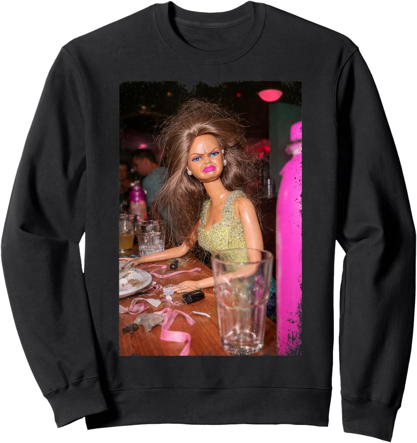 Funny Doll Face Meme Expression Hilarious Sarcastic Sweatshirt - Sweatshirt | Black