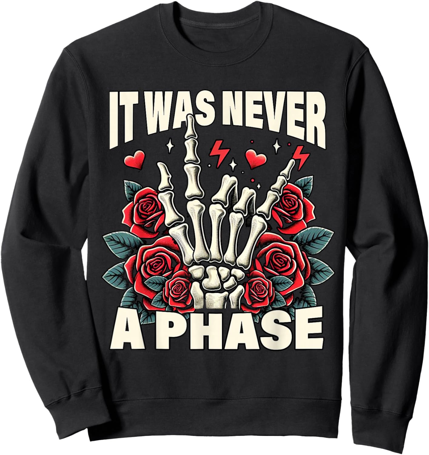 Elder Emo Pop Punk Spirit Music Lover It Was Never A Phase Sweatshirt - Sweatshirt | Black