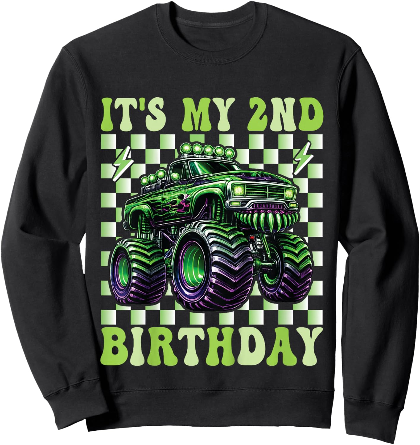 Its My 2nd Birthday Monster Truck 2 Year Old Boys 2nd Party Sweatshirt - Sweatshirt | Black