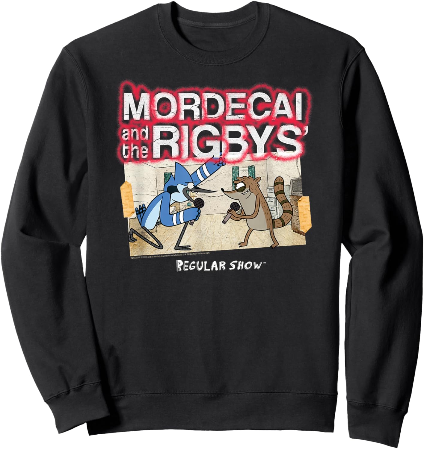 Regular Show Mordecai and The Rigbys Band Cartoon Sweatshirt - Sweatshirt | Black