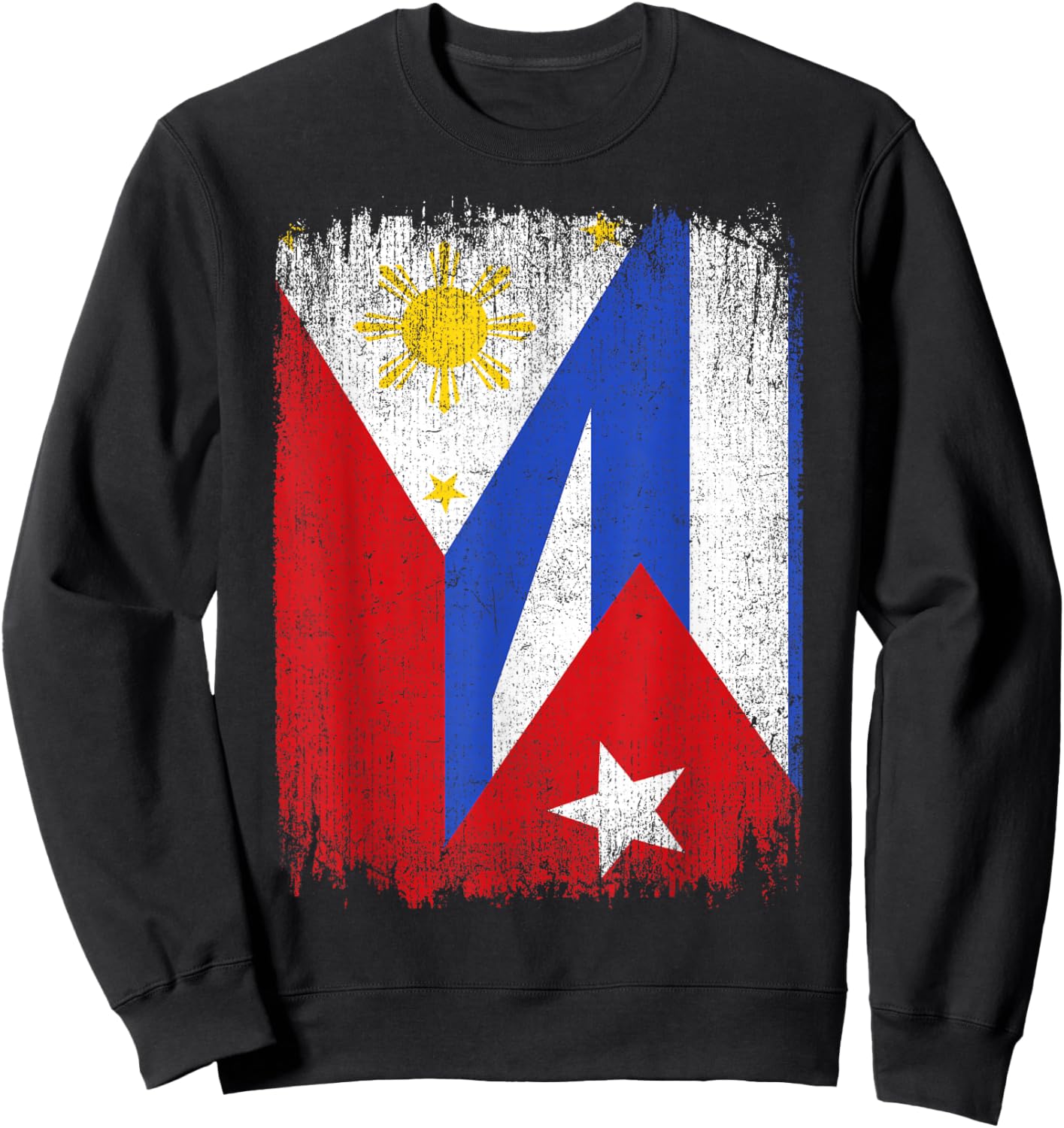 Half Philippines Cuba Flag Filipino Cuban Roots Sweatshirt - Sweatshirt | Black