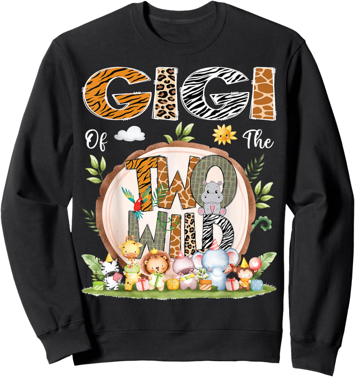 Gigi Of The Two Wild Animal Safari 2Nd Birthday Party Sweatshirt - Sweatshirt | Black