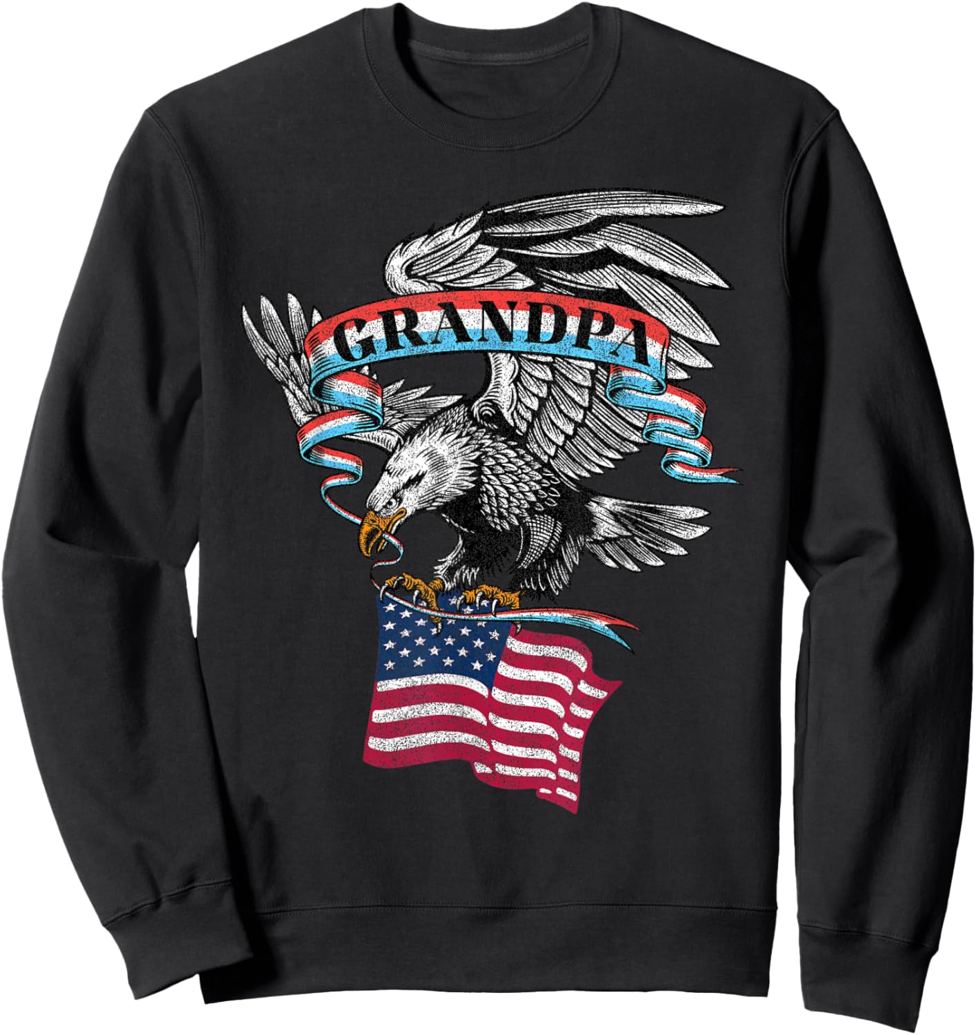 Grandpa American Flag USA Eagle Vintage Graphic Sweatshirt - Sweatshirt | Black