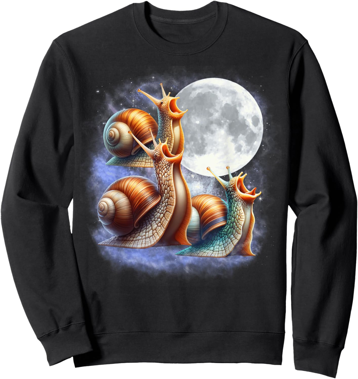 Three Snails Moon Funny Snail Howling Wolfs Moon Parody Sweatshirt - Sweatshirt | Black
