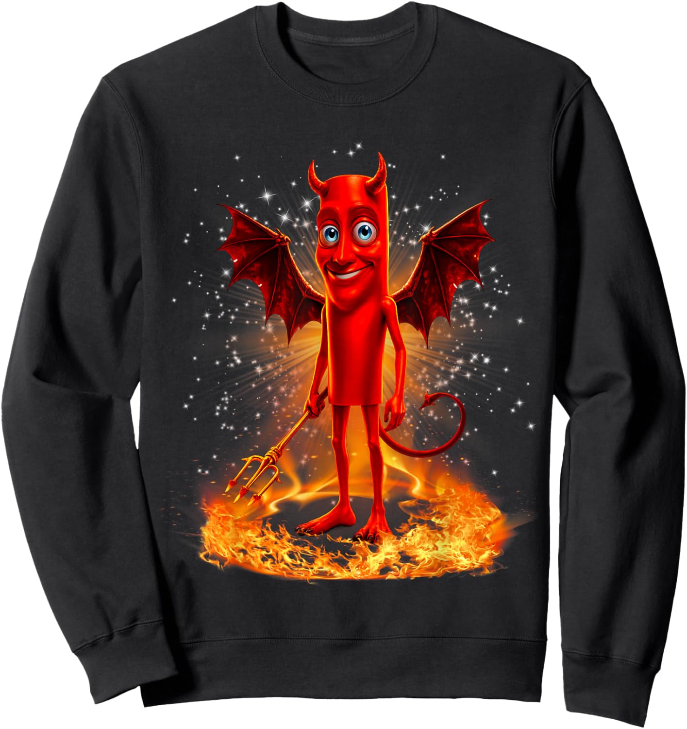 Funny Tung Tung Evil Sahur Brainrot Meme Sweatshirt - Sweatshirt | Black