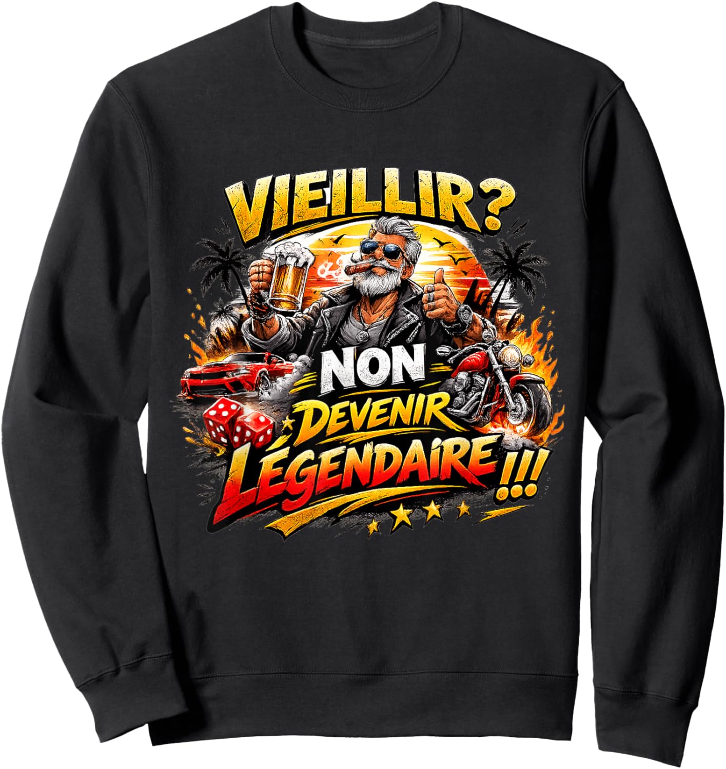 Cadeau Anniversaire Homme Original Humour Devenir Légendaire Sweatshirt - Sweatshirt | Black