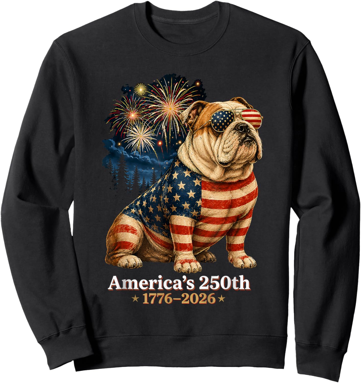 Bulldog America's 250th Anniversary 1776 2026 Sweatshirt - Sweatshirt | Black