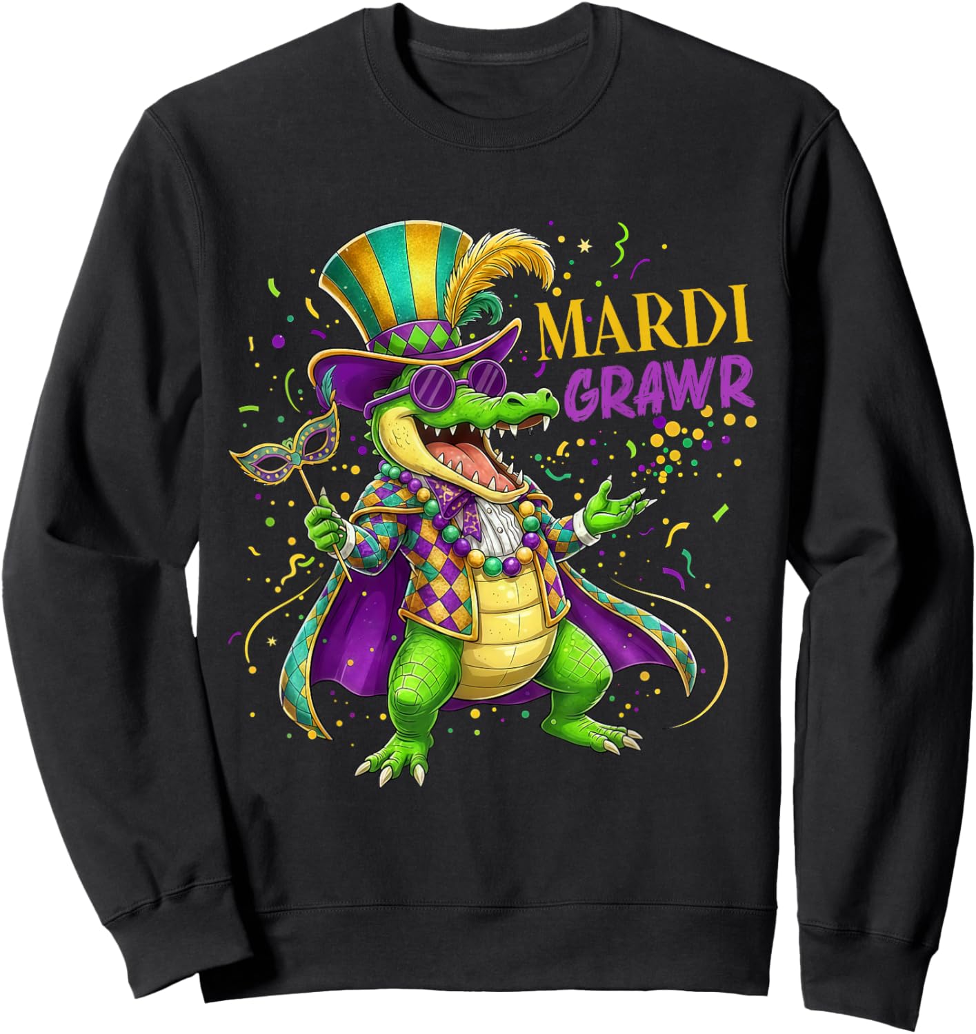 Alligator Mardi Gras Carnival Outfit for Kids Sweatshirt - Sweatshirt | Black