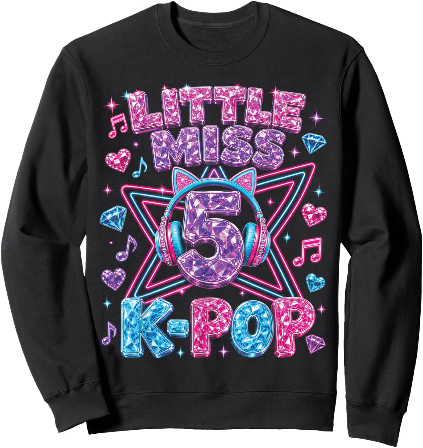K-Pop 5th Birthday Girls 5 Year Old Girl Sweatshirt - Sweatshirt | Black