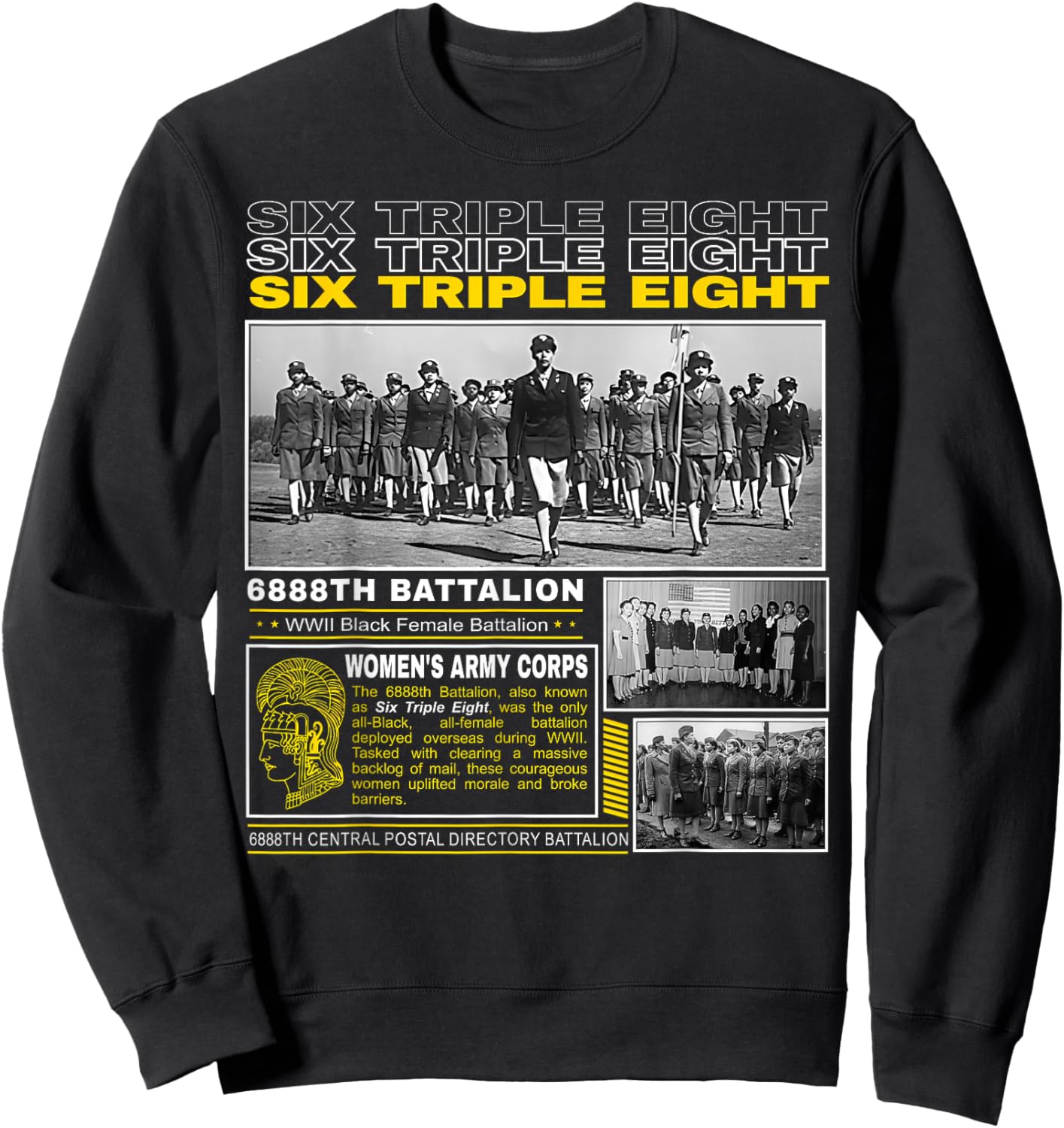 A Legacy of Black Masculinity and Courage -Adults WWII Legacy of the 6888th Battalion Blue S Short Sleeve Sweatshirt - Sweatshirt | Black