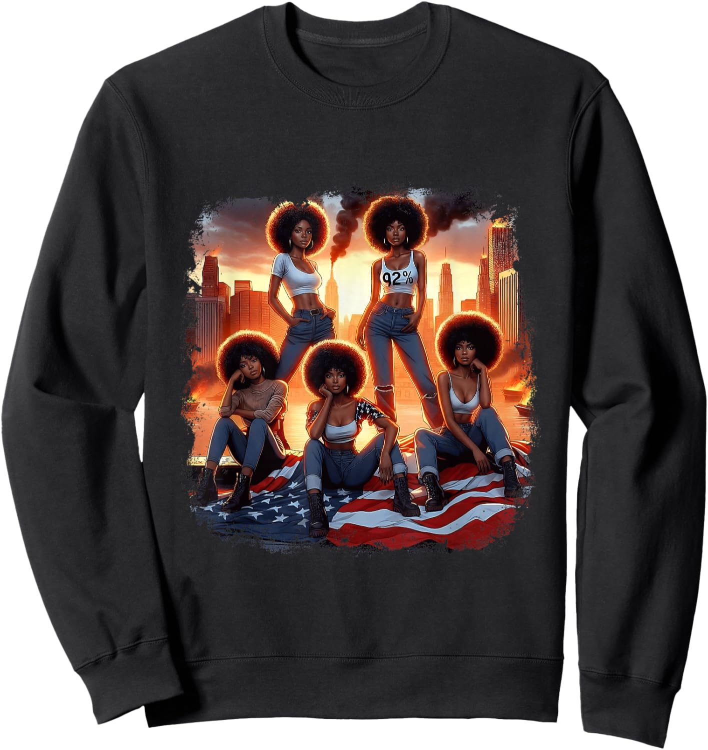 Melanin Queen Afro 92% Black Women 92 Percent Sweatshirt - Sweatshirt | Black