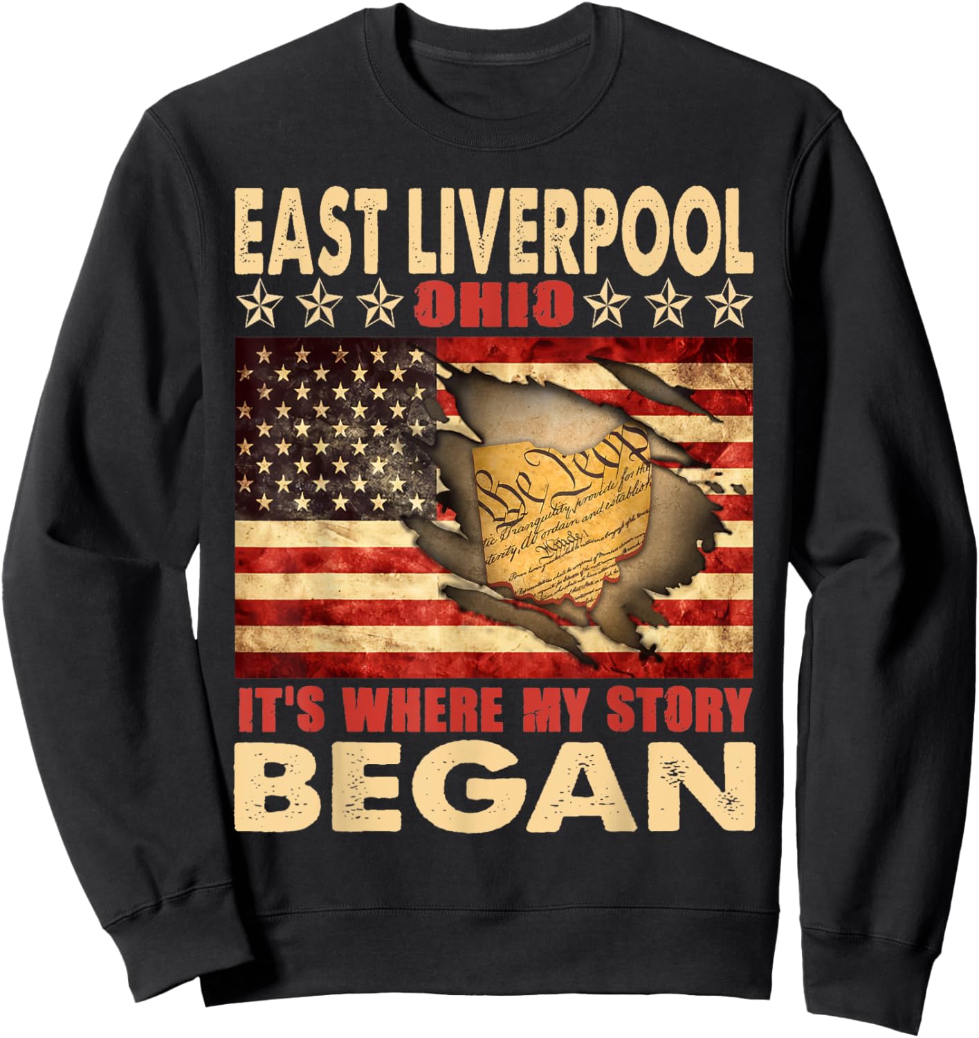 East Liverpool Ohio USA Flag 4th Of July Women Men Sweatshirt - Sweatshirt | Black
