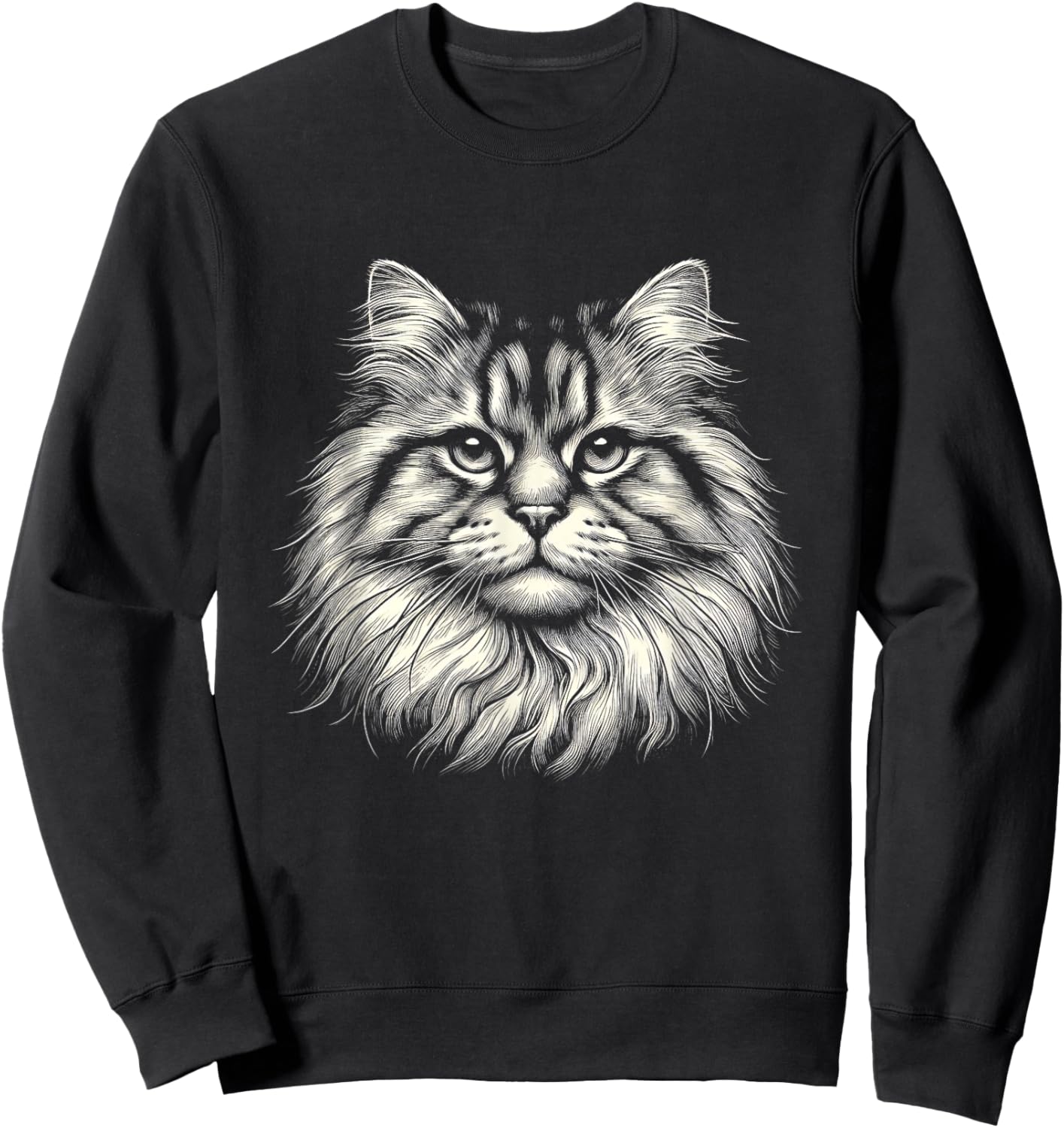 Vintage Siberian Cat Face Graphic Art Design Men Women Sweatshirt - Sweatshirt | Black