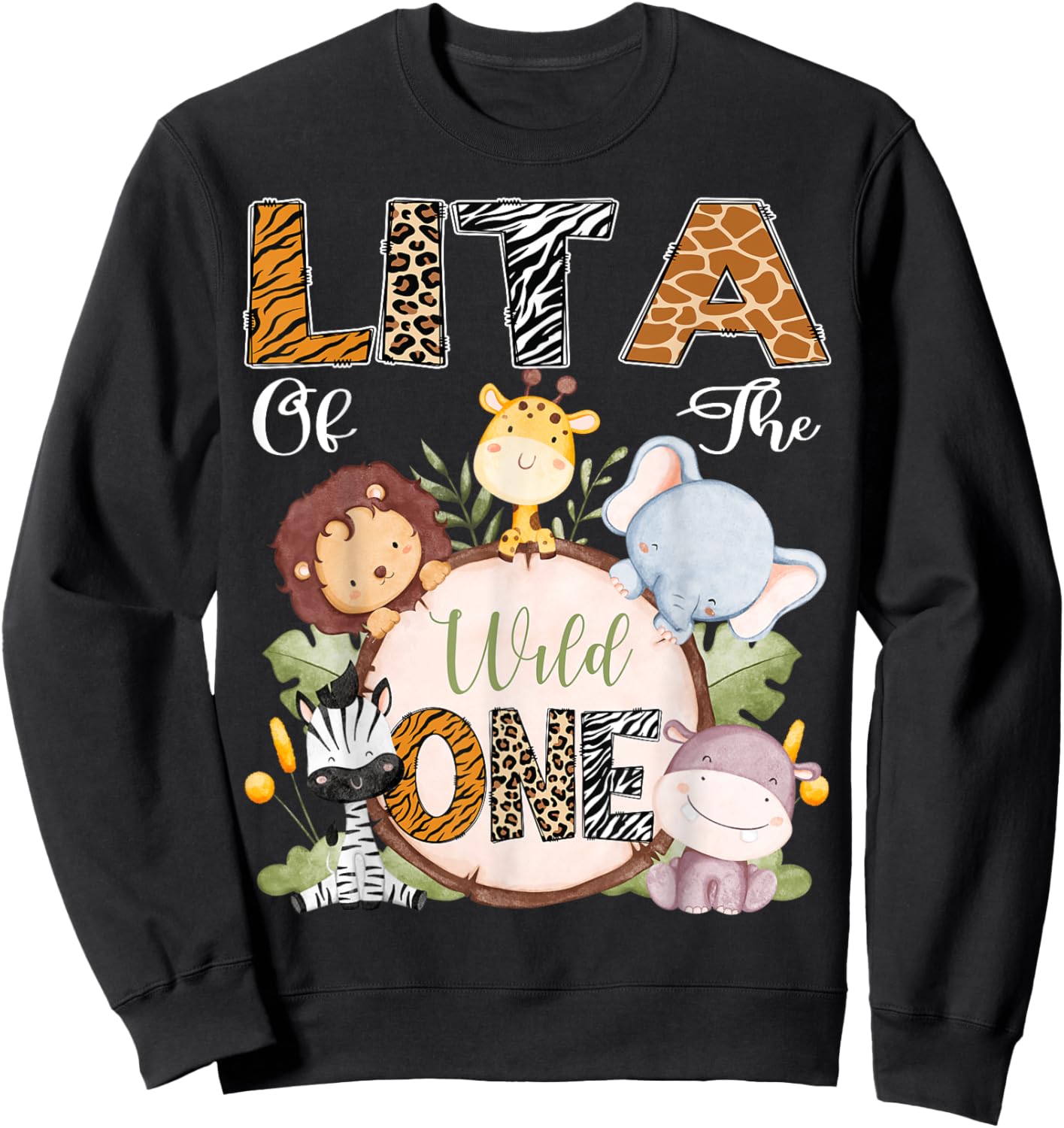 Lita Of The Wild One 1St Birthday Safari Woodland Sweatshirt - Sweatshirt | Black