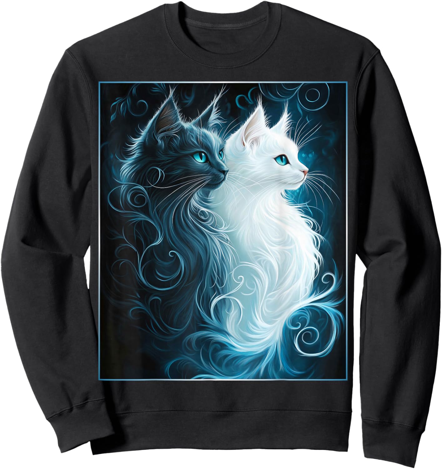 Cute Magical Cat Kitten Fantasy Art Design Sweatshirt - Sweatshirt | Black
