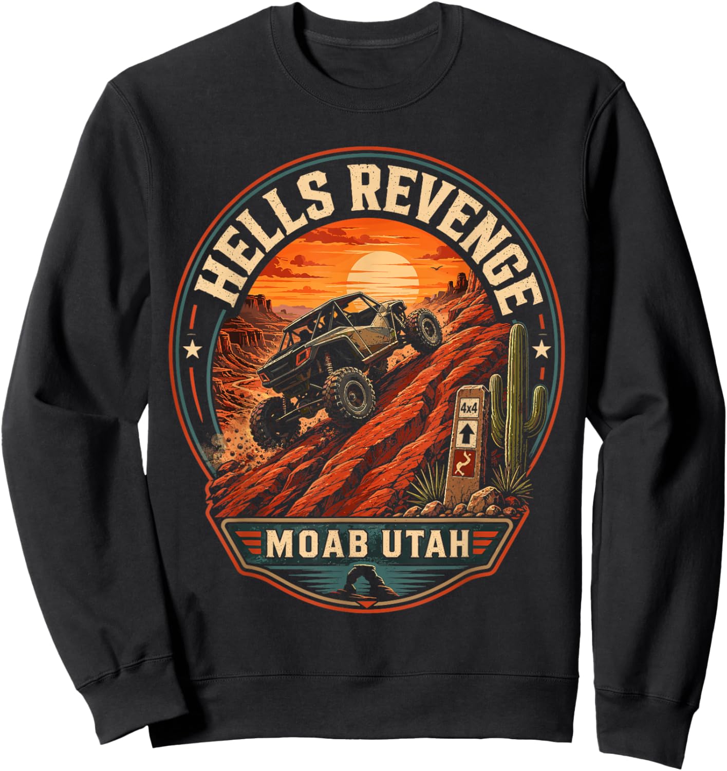 Hell's Revenge Moab Utah Offroad Badge Adventure Sweatshirt - Sweatshirt | Black