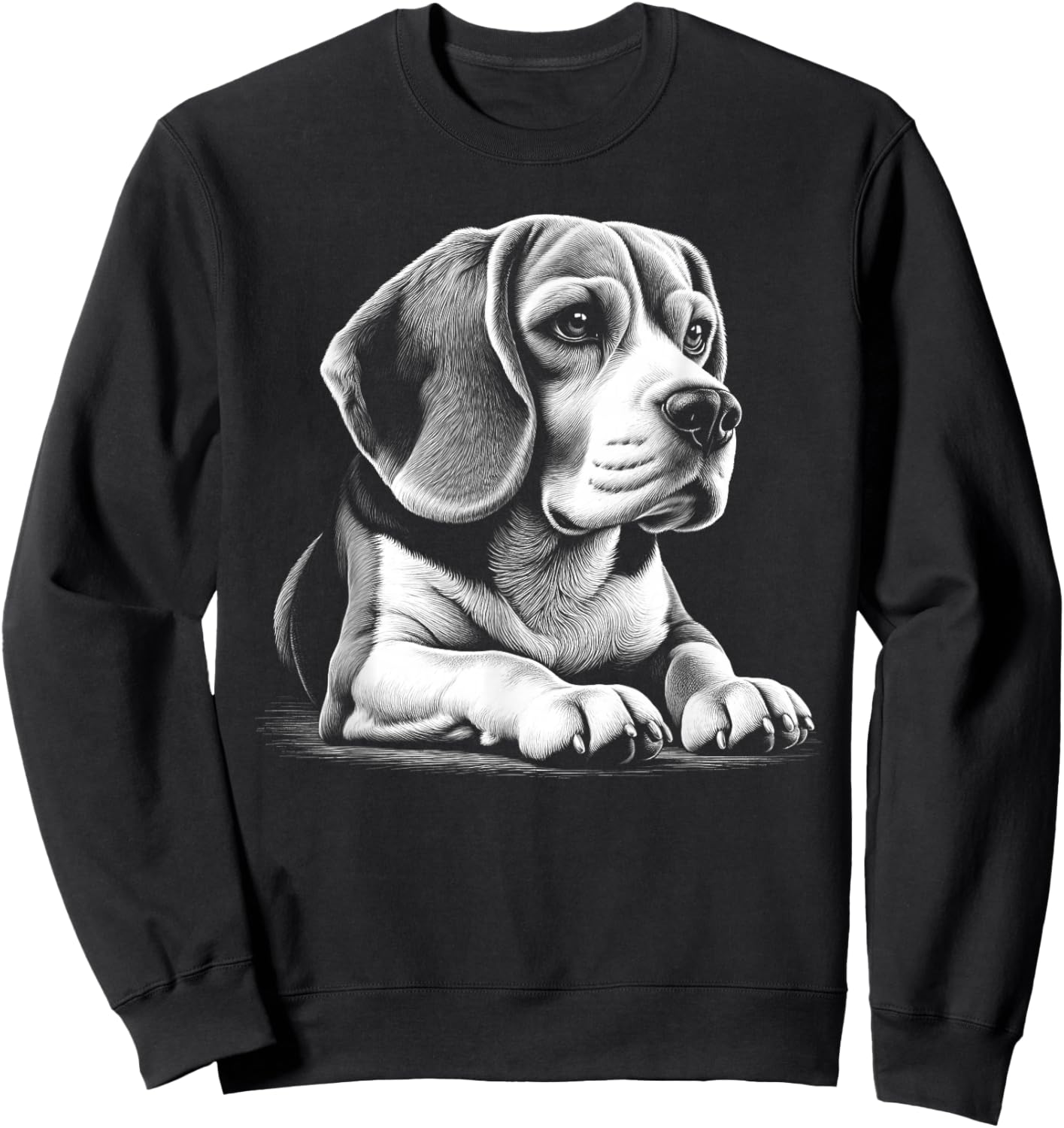 Cute Beagle Portrait in Lying Pose Sweatshirt - Sweatshirt | Black