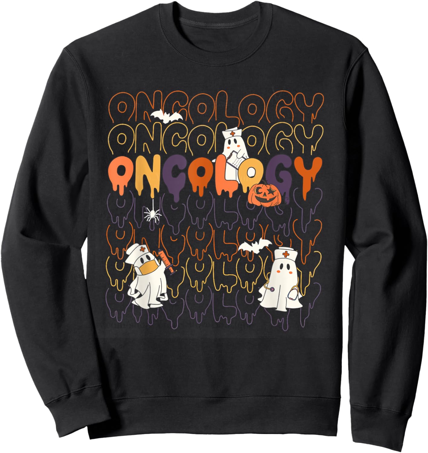 Women Halloween Oncology Nurse Heme Onc RN Cancer Fighting Sweatshirt - Sweatshirt | Black