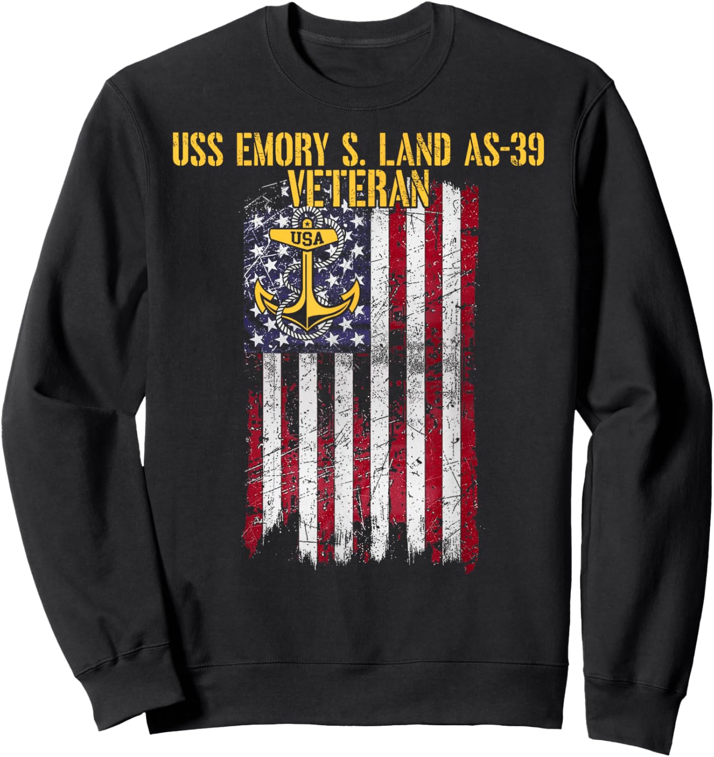 USS Emory S. Land AS-39 Submarine Tender Veteran Sweatshirt - Sweatshirt | Black