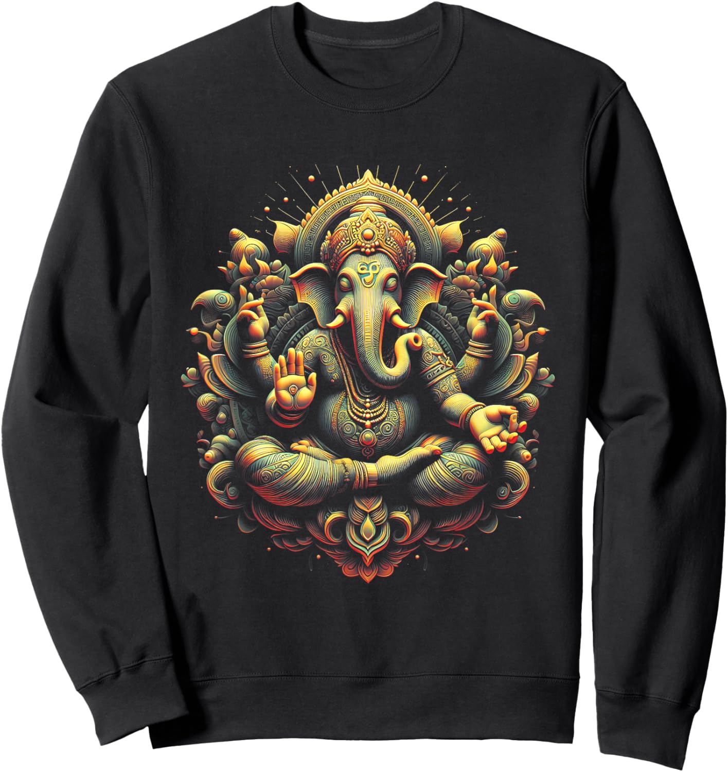 Ganesh Yoga Hindu Elephant God Ganesha Puja Black -Adults Yoga Themed Sweatshirt - Sweatshirt | Black