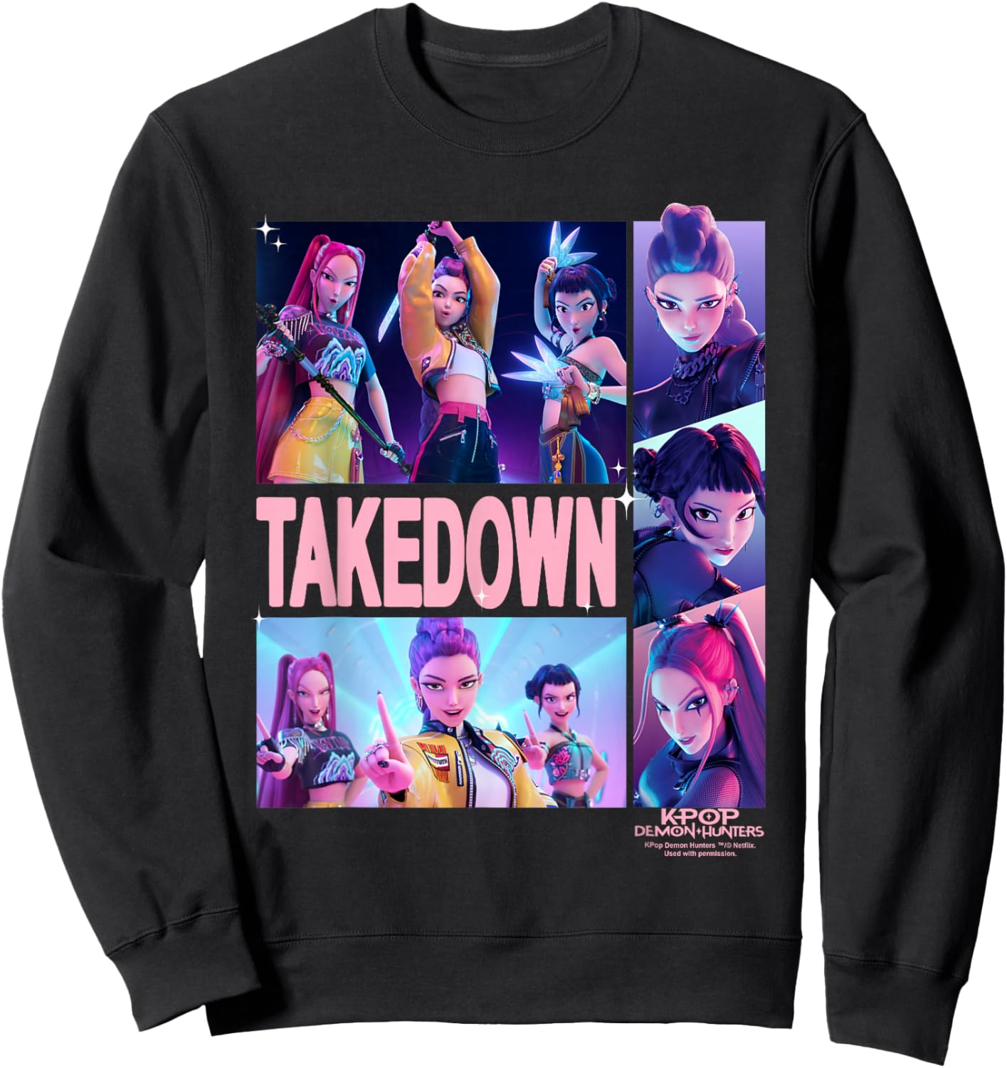 KPop Demon Hunters Huntrix Takedown Panels Sweatshirt - Sweatshirt | Black