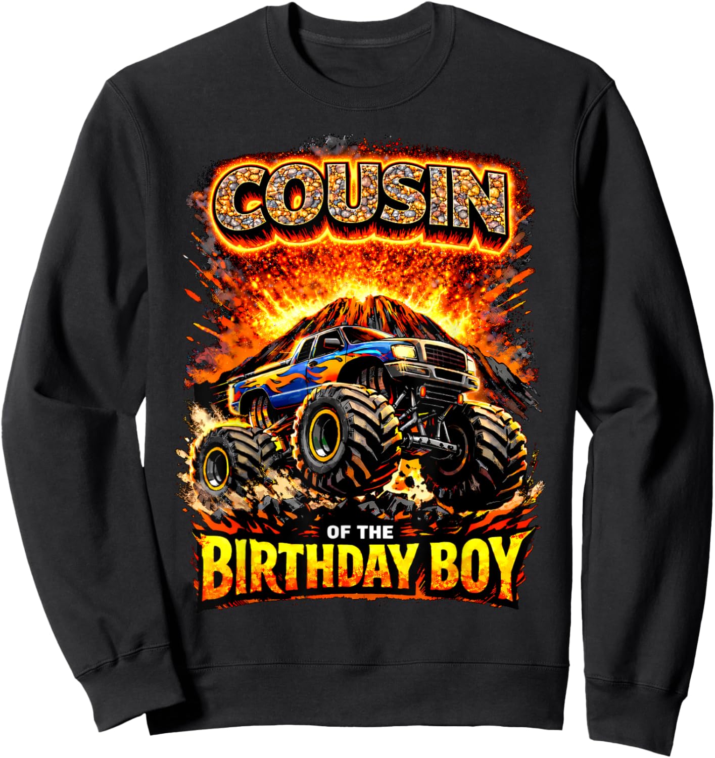 Cousin of the Birthday Boy Monster Truck Birthday Party Sweatshirt - Sweatshirt | Black