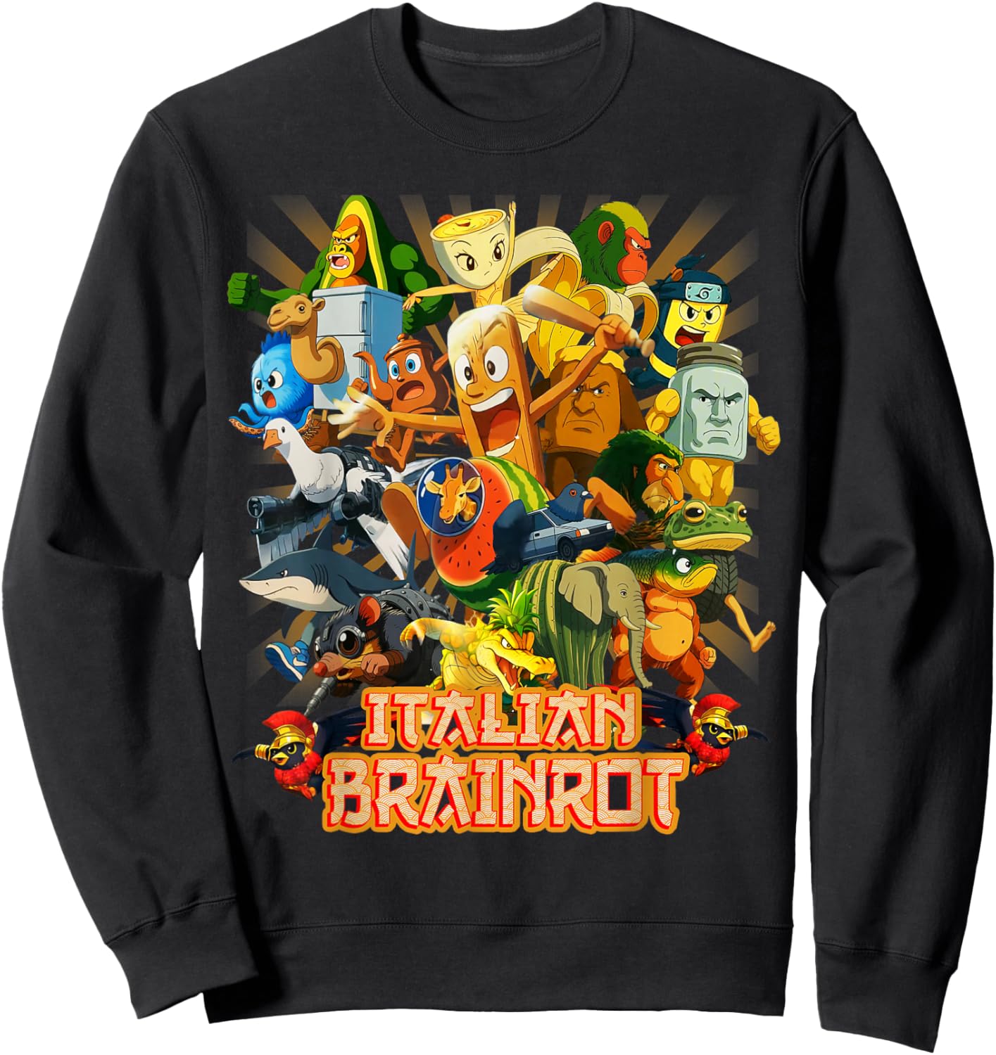 All Brainrot Italian Anime Cute Friends for Teens Kids Youth Sweatshirt - Sweatshirt | Black