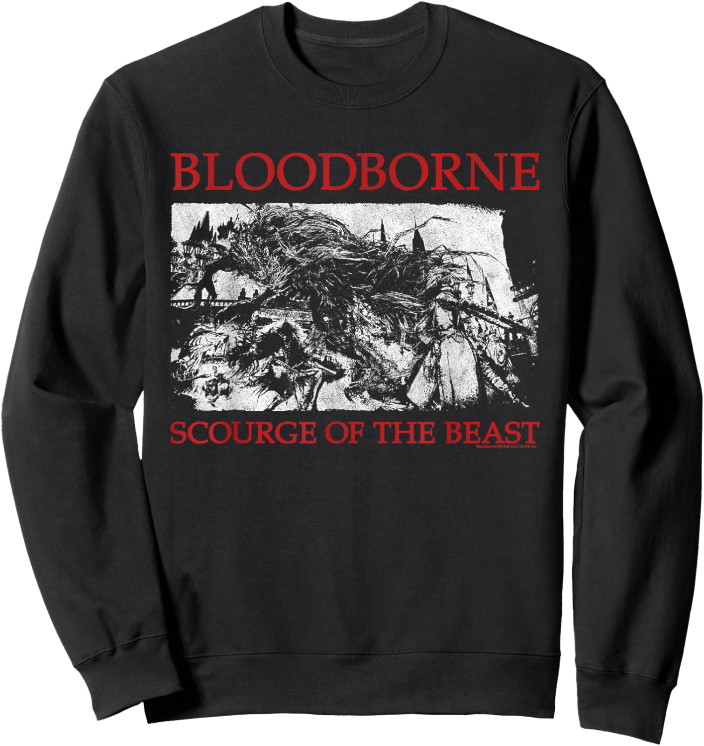 Bloodbourne Scorage of The Beast Scene Red Text Video Game Sweatshirt - Sweatshirt | Black
