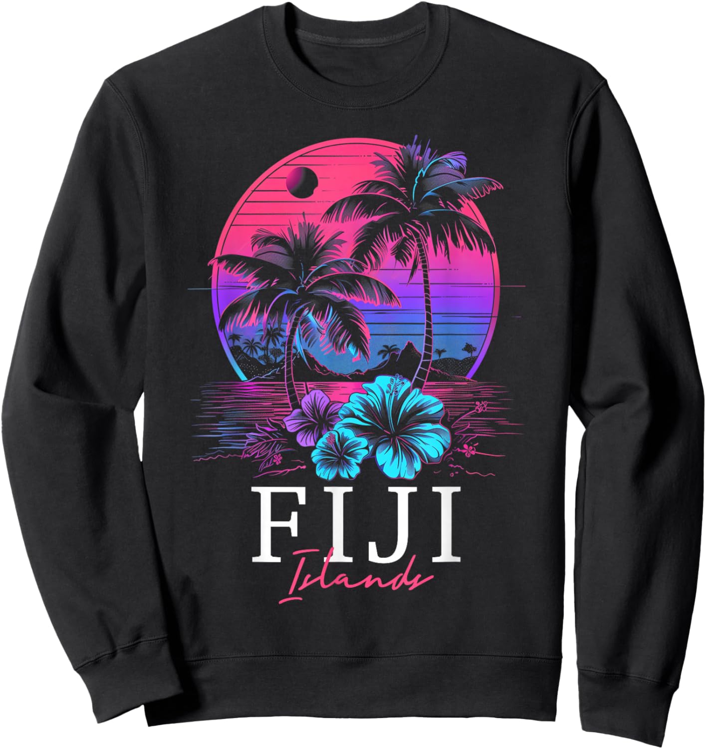 Fiji Islands Hibiscus Flowers Beach Surfer Souvenir Sweatshirt - Sweatshirt | Black