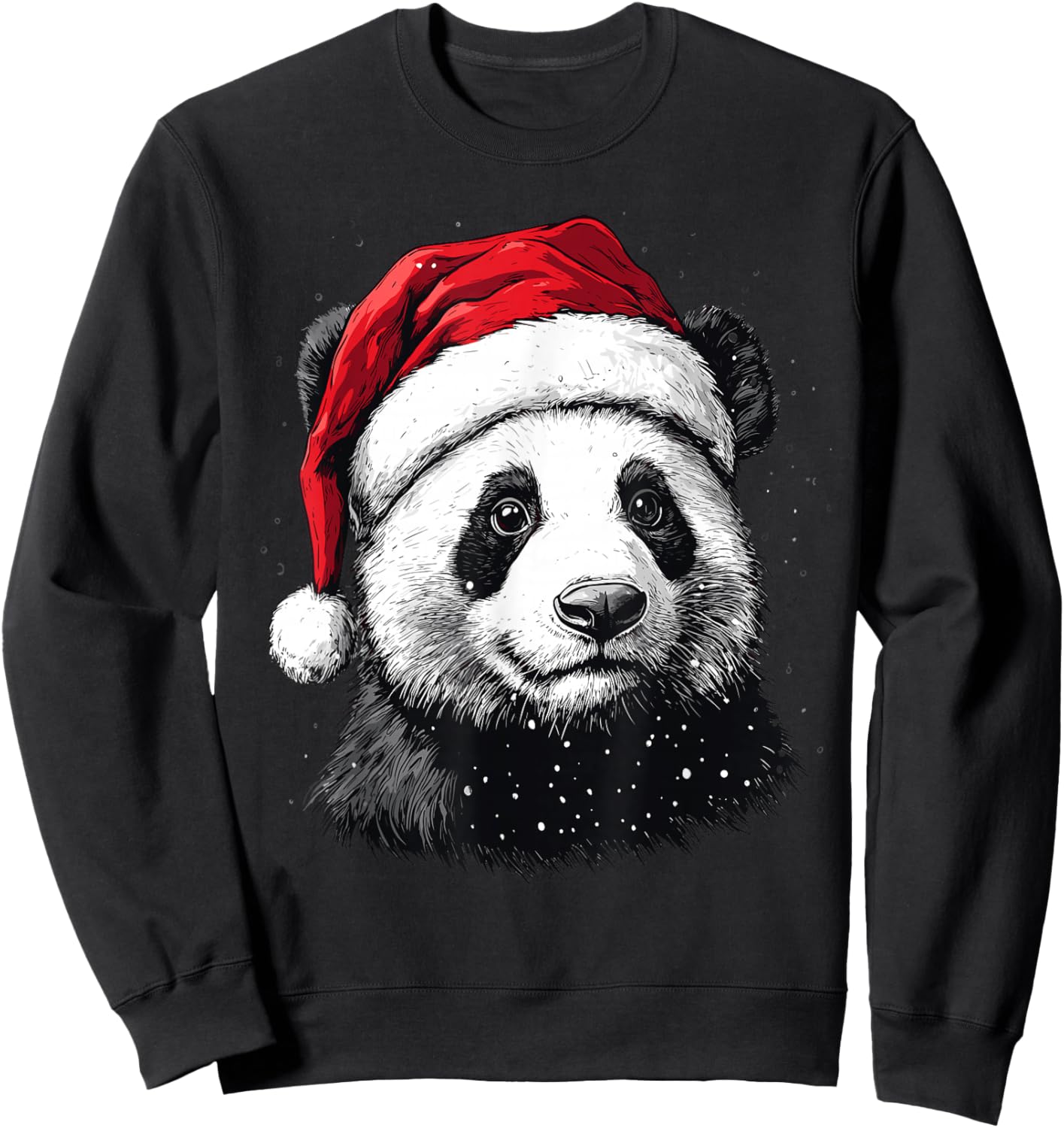 Panda Santa Hat Funny Panda Lovers Christmas Xmas Pajama Sweatshirt - Sweatshirt | Black