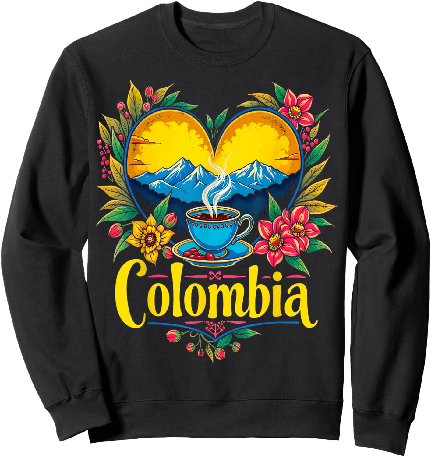 Colombia Coffee Mountains Heart Sweatshirt - Sweatshirt | Black