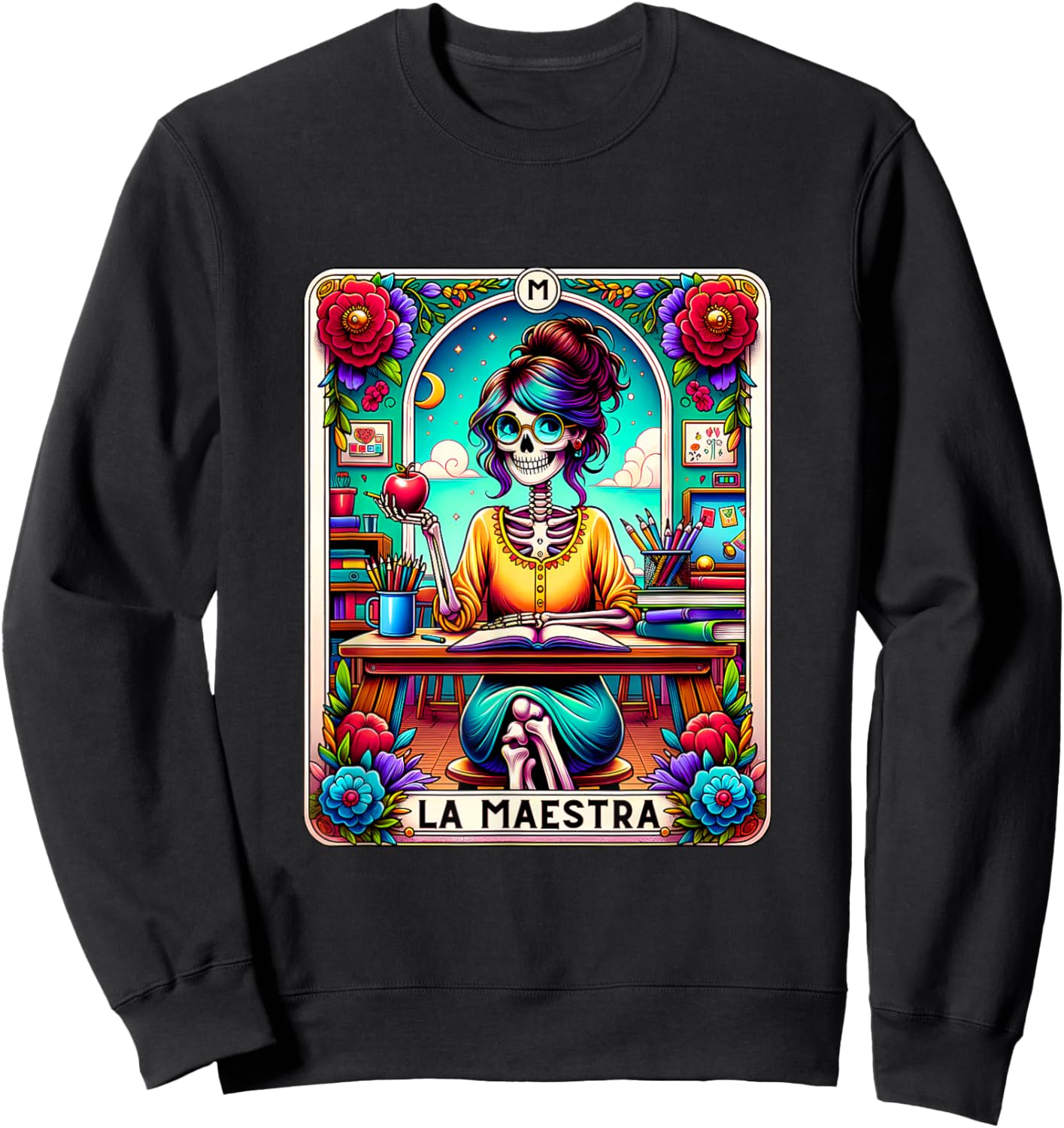 La Maestra Tarot Card Funny Spanish Teacher Mexican Latina Sweatshirt - Sweatshirt | Black