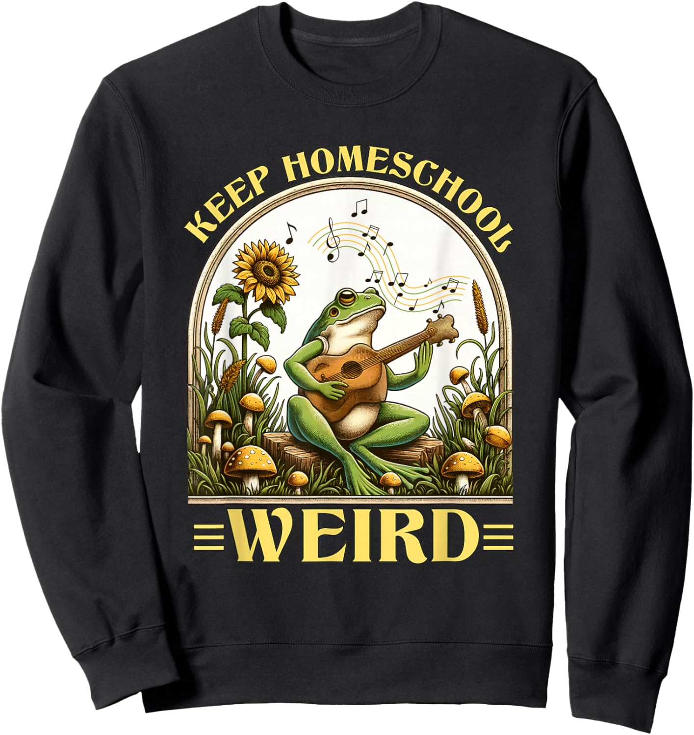 Funny Homeschool Teaching Keep Homeschool Weird Frog Kids Sweatshirt - Sweatshirt | Black
