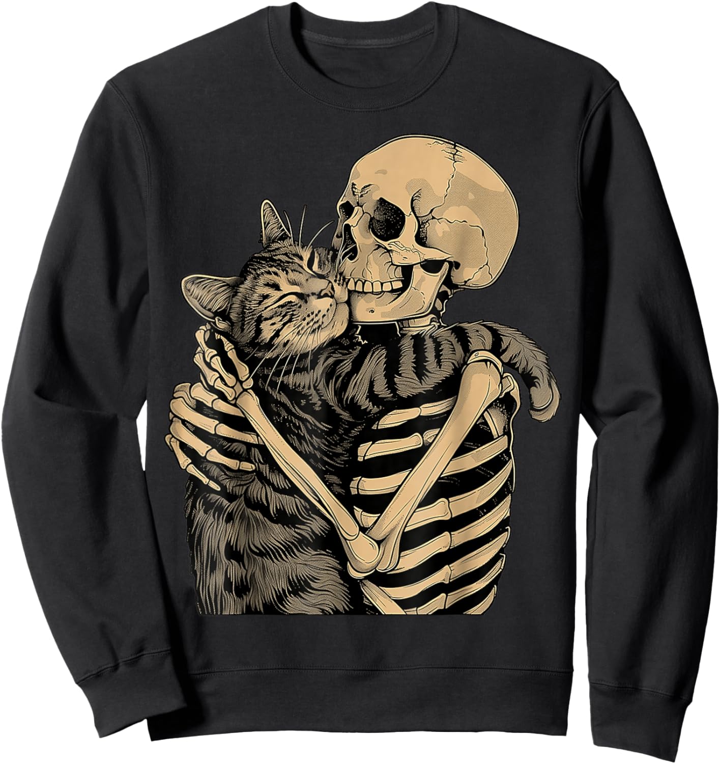 Black cat Halloween cat Pumpkin Boho Floral Fall Spooky cat Sweatshirt - Sweatshirt | Black