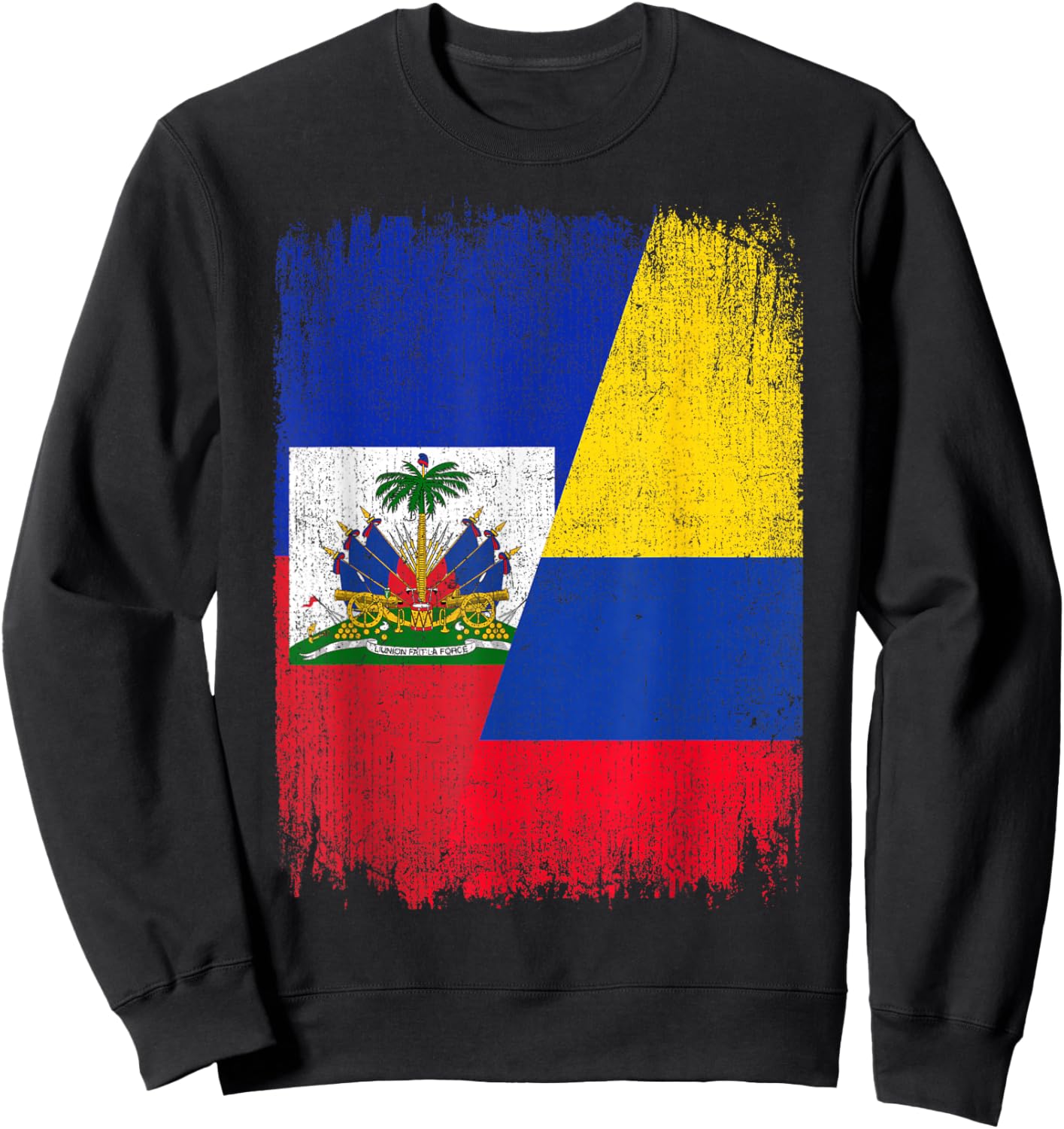 Half Haiti Colombia Flag Haitian Colombian Pride Roots Sweatshirt - Sweatshirt | Black