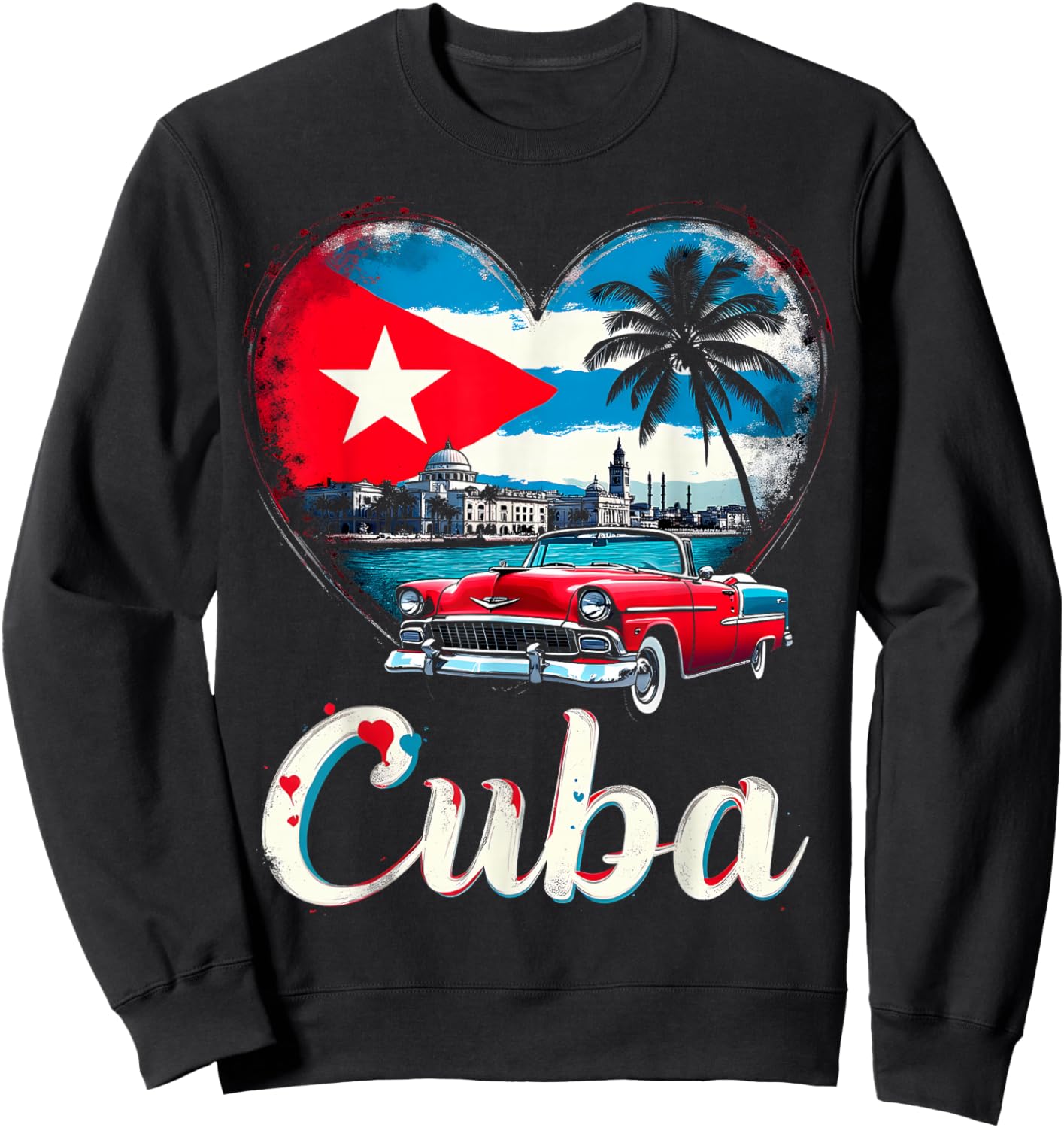 Cuba Heart Love Sweatshirt - Sweatshirt | Black