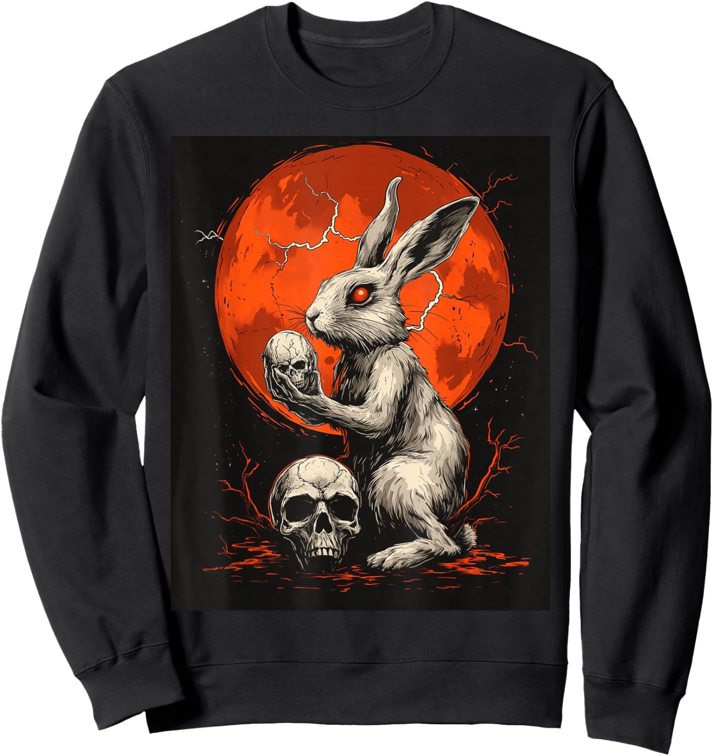 Kaninchen Totenkopf Mond Herren Gothic Damen Totenkopf Hase Sweatshirt - Sweatshirt | Black