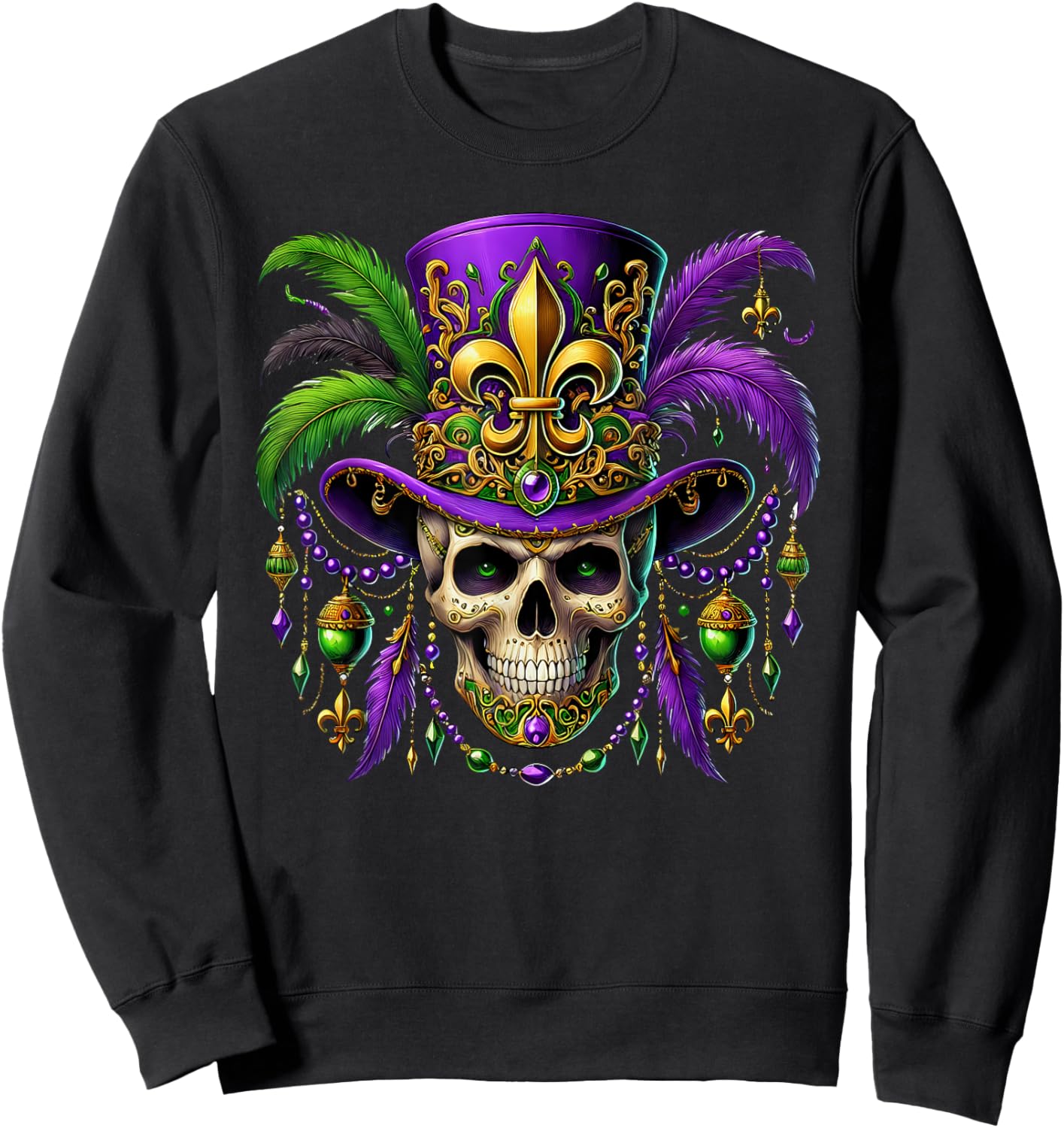 Mardi Gras Costume Sugar Skull Carnival Halloween Witch Men Sweatshirt - Sweatshirt | Black
