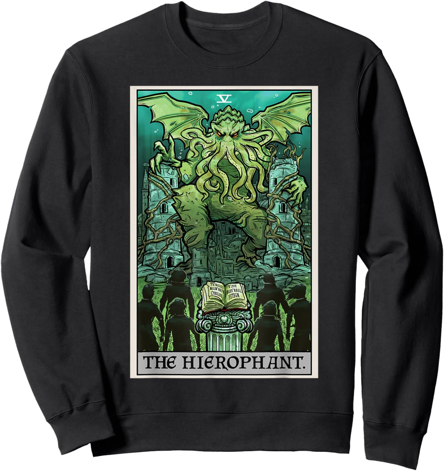 The Hierophant Tarot Card Cthulhu Classic Horror Halloween Sweatshirt - Sweatshirt | Black