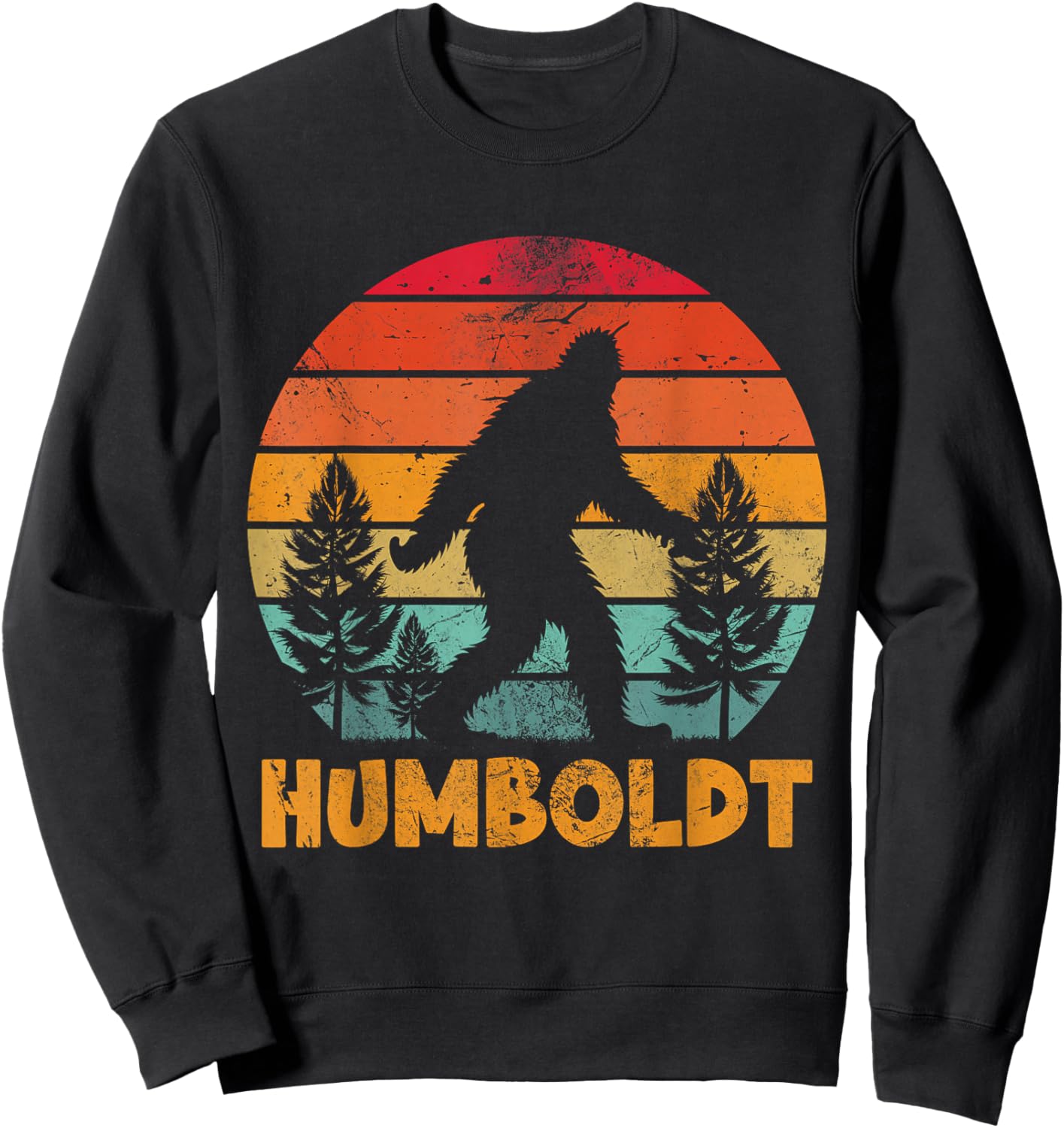 Humboldt County California Bigfoot Sasquatch Vintage Sweatshirt - Sweatshirt | Black