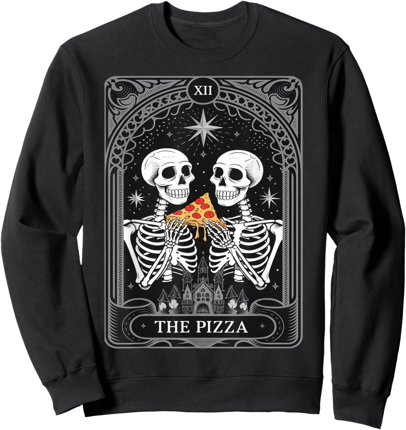The Pizza Vintage Pizza Slice Tarot Card Sweatshirt - Sweatshirt | Black