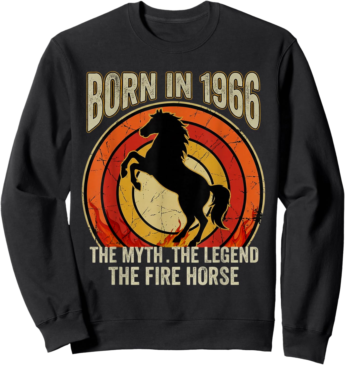 Geboren 1966 The Myth The Legend The Fire Horse Retro Sweatshirt - Sweatshirt | Black