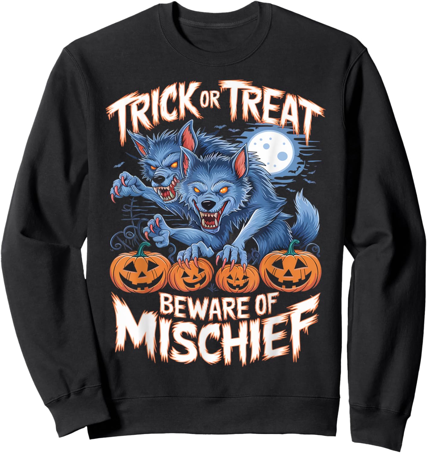 Vintage Horror Werewolf Halloween Sweatshirt - Sweatshirt | Black