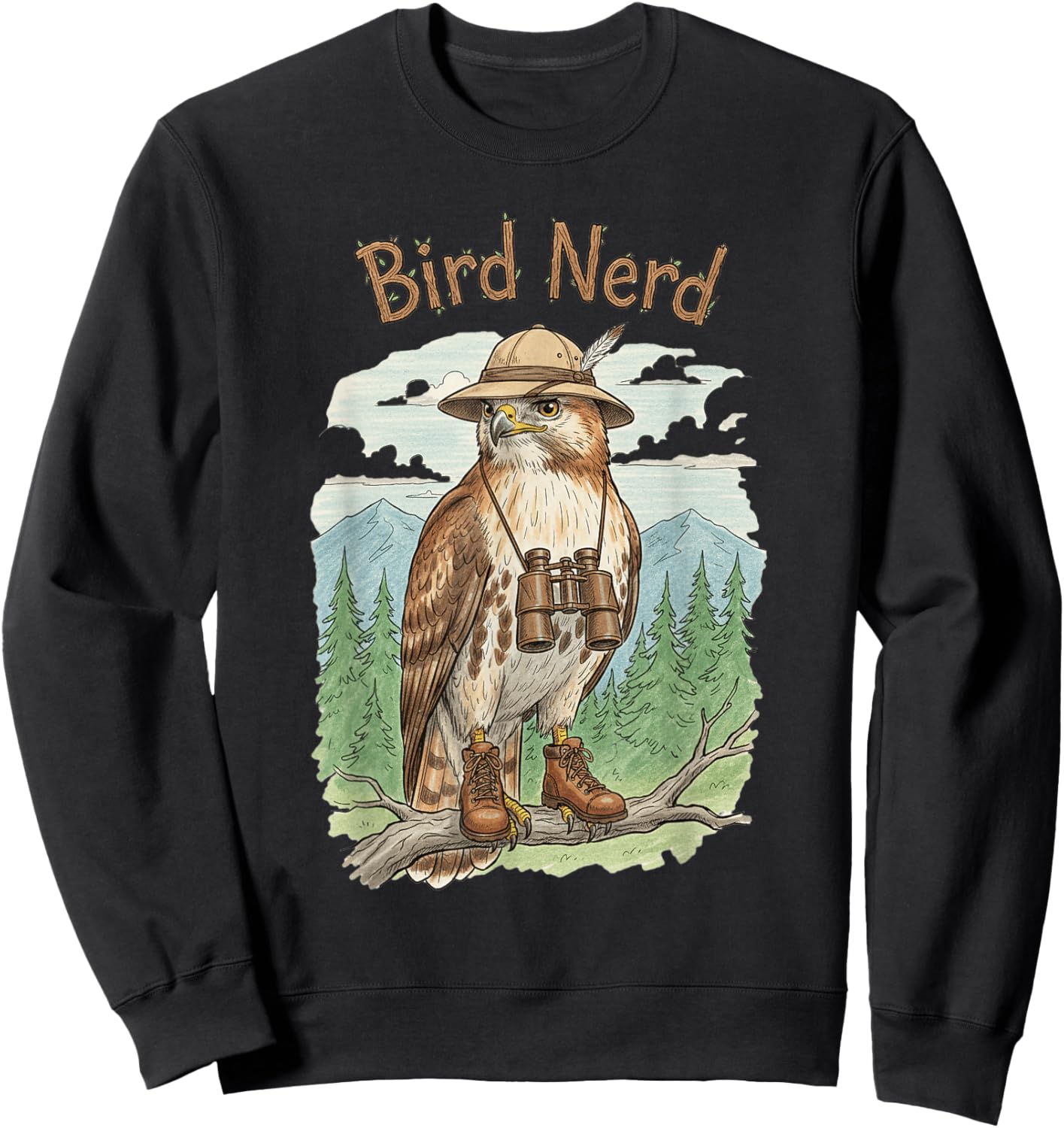 Bird Nerd Red Tailed Hawk Bird Watching Birding Birders Sweatshirt - Sweatshirt | Black