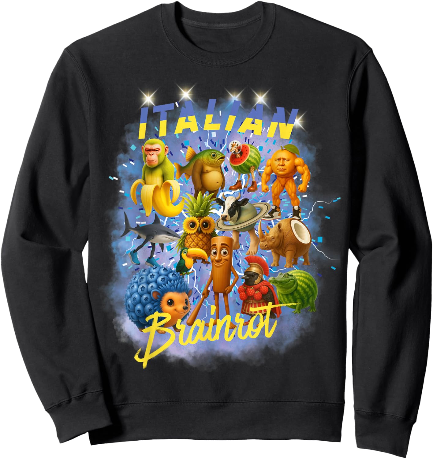 Funny Meme Italian Brainrot Sweatshirt - Sweatshirt | Black